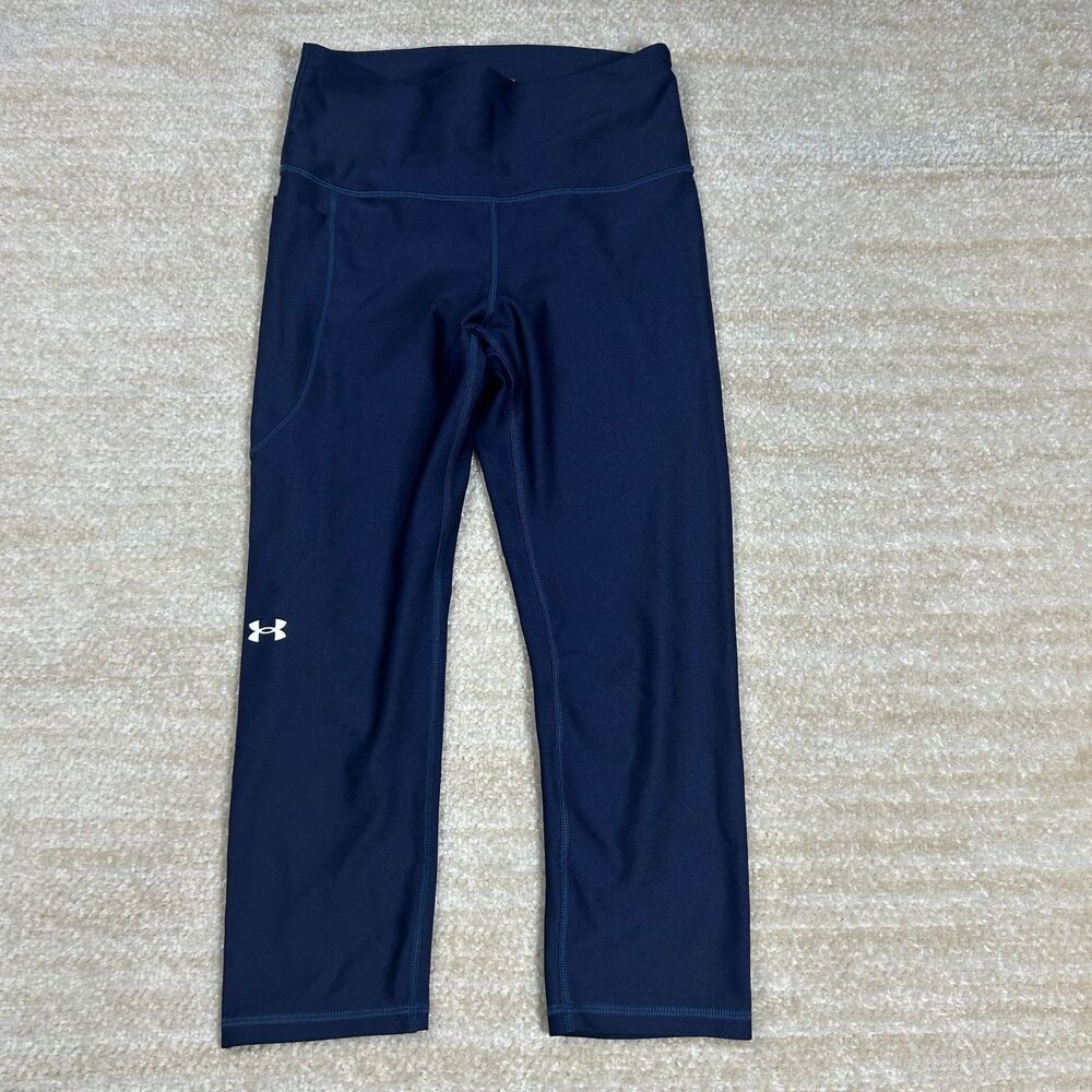Under Armour Leggings Womens S Compression High Waisted Navy Pocket Athletic